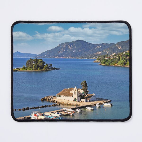 Item preview, Vlacherna Monastery and Pontikonisi Mouse Island in Kanoni Corfu Greece designed and sold by goceris.