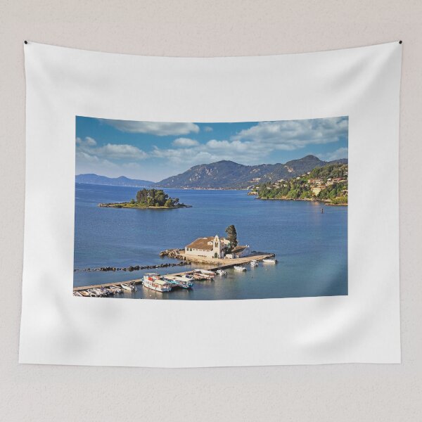 Item preview, Vlacherna Monastery and Pontikonisi Mouse Island in Kanoni Corfu Greece designed and sold by goceris.