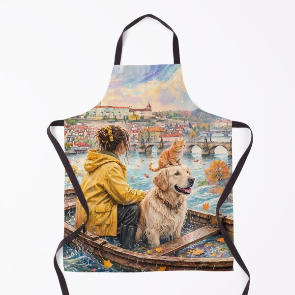Item preview, Autumn Boat Adventure with Dog and Cat designed and sold by m-y-A-I-A-R-T-.