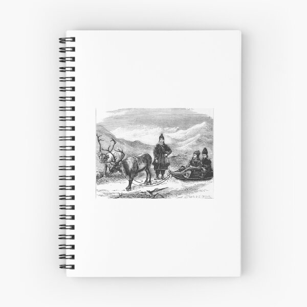 Item preview, Vintage Sami Reindeer Sled Woodcut Illustration designed and sold by Antique Science Press.