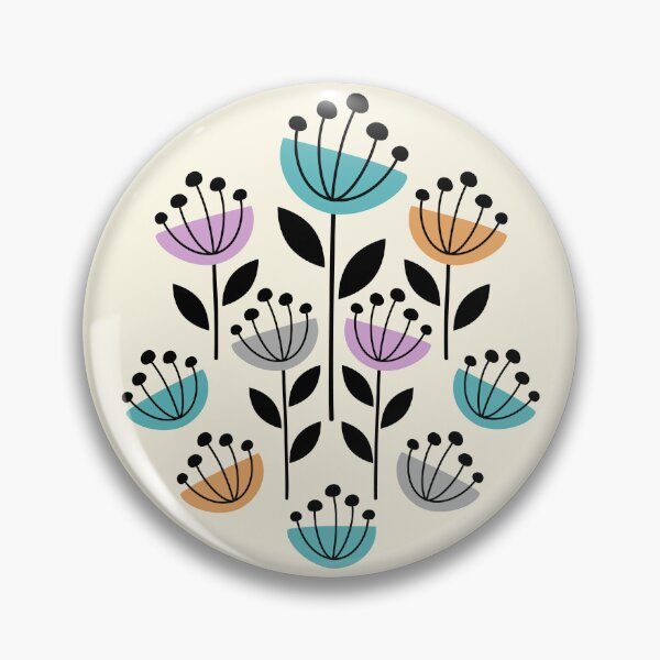 Item preview, MCM Garden Flowers Teal Pink Yellow designed and sold by Pinkdeer Designs.