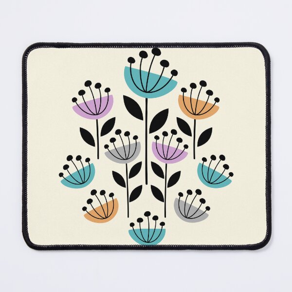Item preview, MCM Garden Flowers Teal Pink Yellow designed and sold by Pinkdeer Designs.