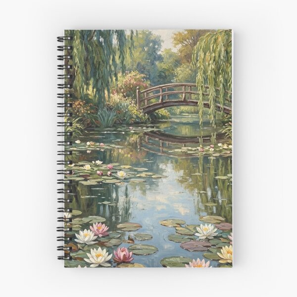 Item preview,  Cottage Garden Water Lily Pond & Bridge Oil Painting designed and sold by SOUFIANE1991.