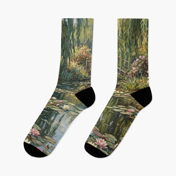 Item preview,  Cottage Garden Water Lily Pond & Bridge Oil Painting designed and sold by SOUFIANE1991.