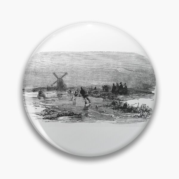 Item preview, Vintage Winter Ice Skating Landscape Lithograph designed and sold by Antique Science Press.