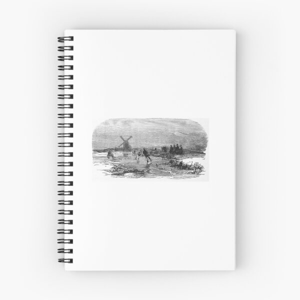 Item preview, Vintage Winter Ice Skating Landscape Lithograph designed and sold by Antique Science Press.