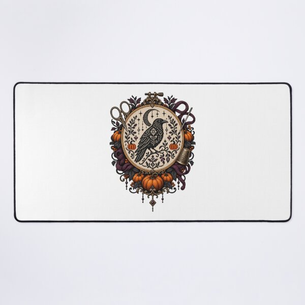 Item preview, Raven and Pumpkin Blackwork Wreath designed and sold by UrbanCanvvas.