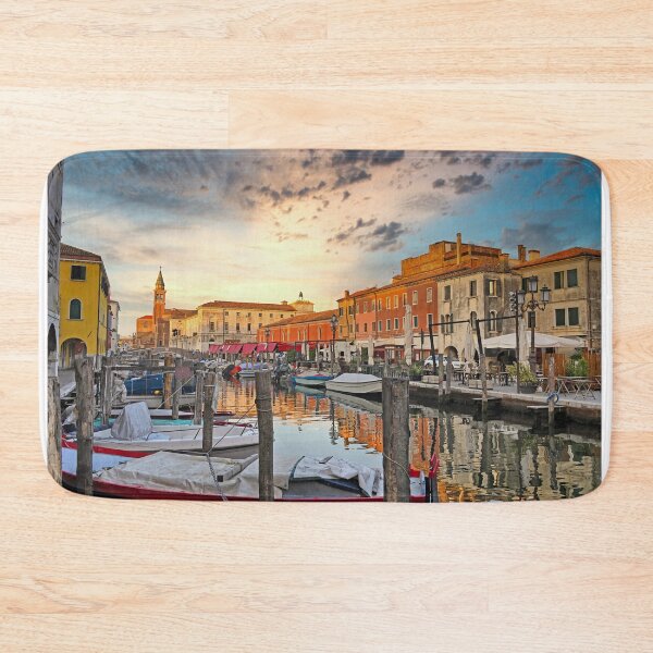 Item preview, Vena Canal at Sunset with Traditional Boats and Basilica of Saint James Apostle in Chioggia Italy designed and sold by goceris.
