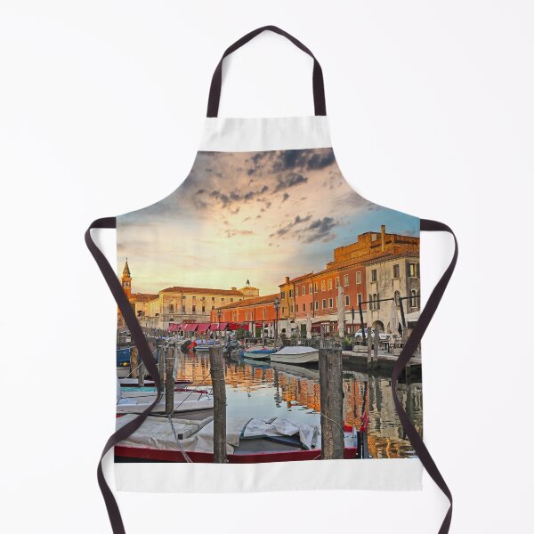 Item preview, Vena Canal at Sunset with Traditional Boats and Basilica of Saint James Apostle in Chioggia Italy designed and sold by goceris.