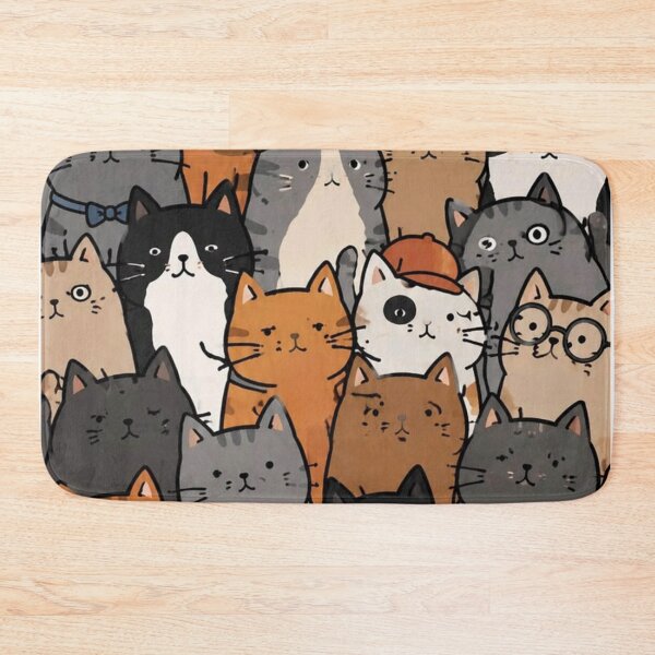 Item preview, Cute Cat Crowd Pattern – Cartoon Cats with Accessories designed and sold by frantuliuss.