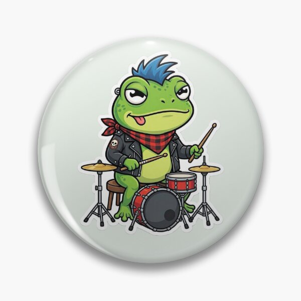 Item preview, Cool Frog Drummer Rock Star Punk Musician Cute Reptile designed and sold by Safe Haven Pets.