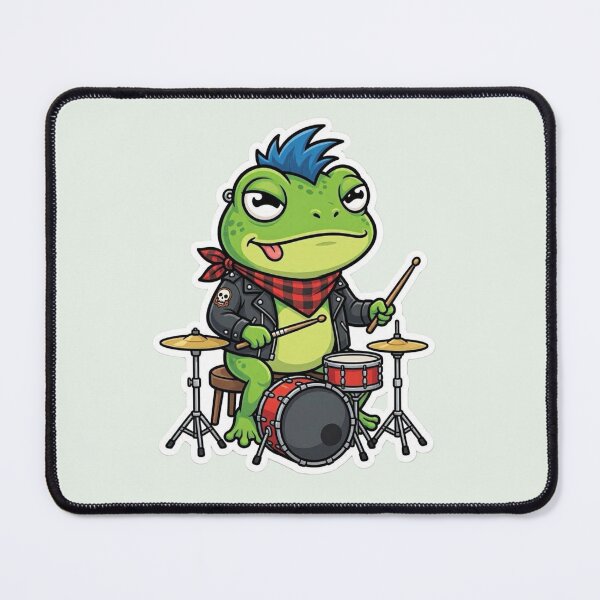 Item preview, Cool Frog Drummer Rock Star Punk Musician Cute Reptile designed and sold by Safe Haven Pets.
