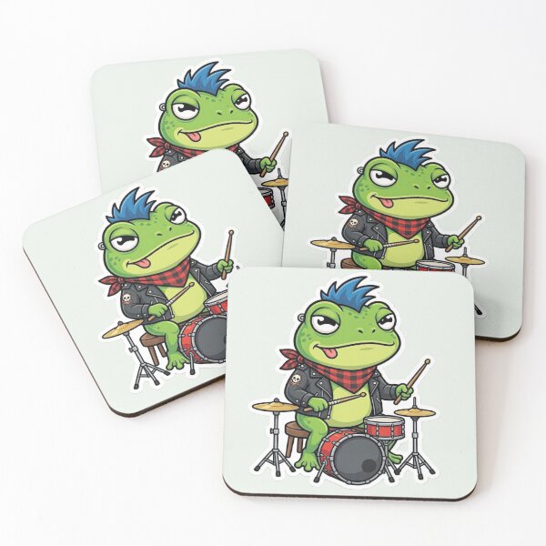 Item preview, Cool Frog Drummer Rock Star Punk Musician Cute Reptile designed and sold by Safe Haven Pets.