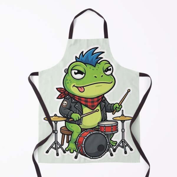 Item preview, Cool Frog Drummer Rock Star Punk Musician Cute Reptile designed and sold by Safe Haven Pets.