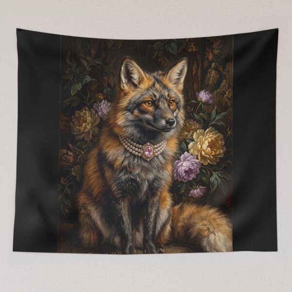 Item preview, Regal Fox Portrait with Pink Gem Choker designed and sold by Real Beast Art.