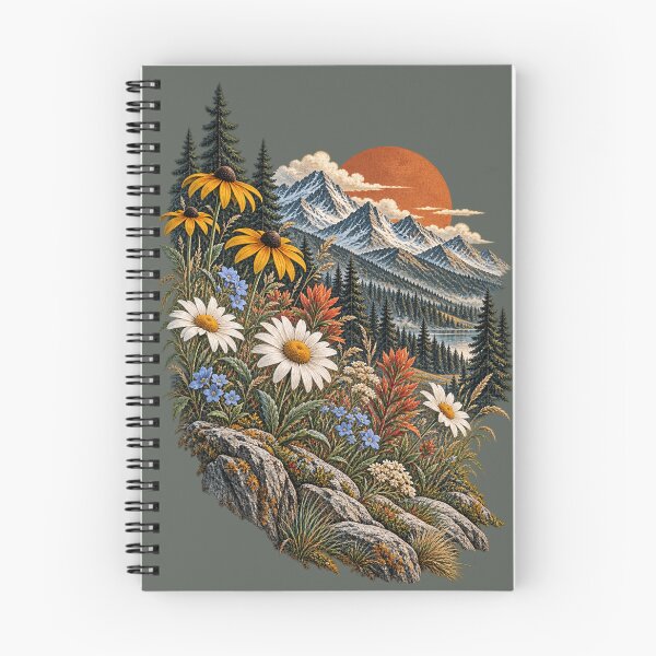 Item preview, Alpine Wildflower Mountain Sunset Vintage Landscape designed and sold by BROHLine Studio.