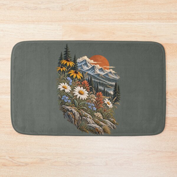 Item preview, Alpine Wildflower Mountain Sunset Vintage Landscape designed and sold by BROHLine Studio.