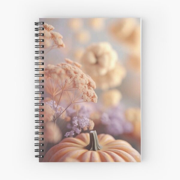 Item preview, Soft Pastel Peach Pumpkin and Lavender Dried Flowers — Dreamy Aesthetic Autumn Print designed and sold by LYAN-STORE.