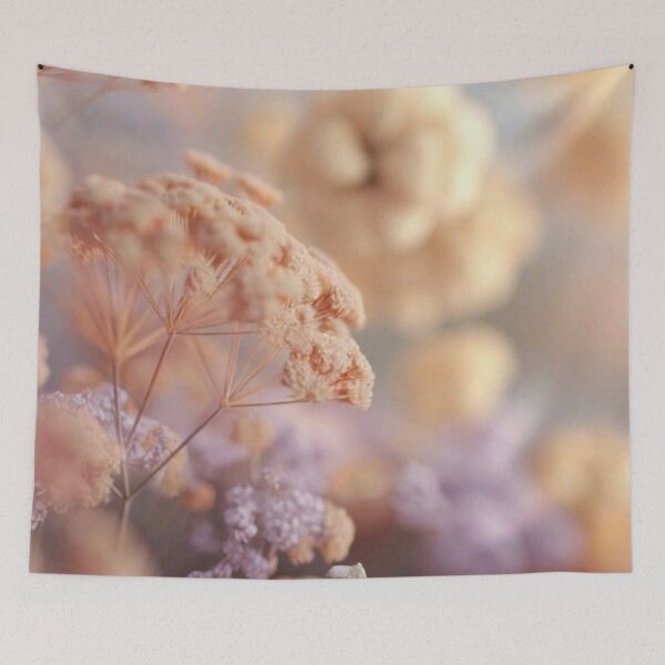 Item preview, Soft Pastel Peach Pumpkin and Lavender Dried Flowers — Dreamy Aesthetic Autumn Print designed and sold by LYAN-STORE.