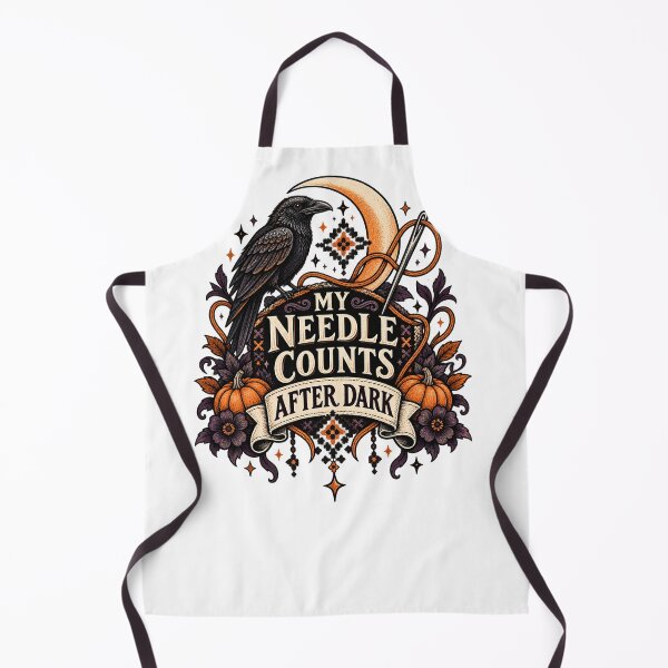 Item preview, My Needle Counts After Dark – Gothic Raven Blackwork designed and sold by UrbanCanvvas.