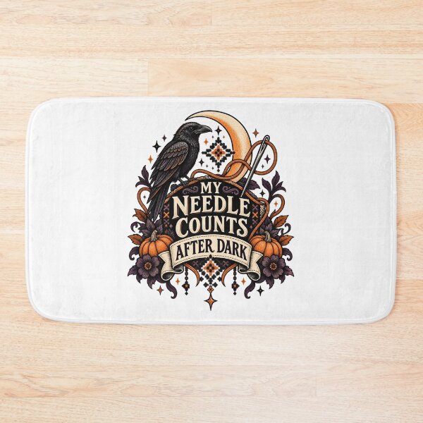 Item preview, My Needle Counts After Dark – Gothic Raven Blackwork designed and sold by UrbanCanvvas.
