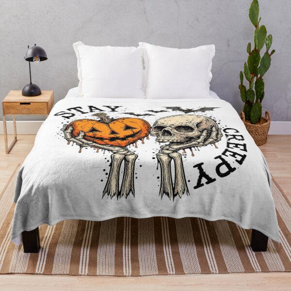 Item preview, Stay Creepy Skeleton Hands Heart Pumpkin Skull Halloween Art designed and sold by DesignArtist.ia.