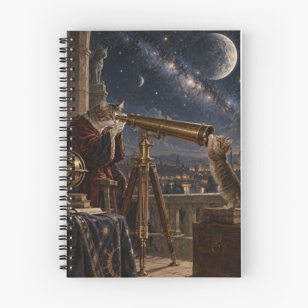 Item preview, Astronomer Cat Using an Antique Telescope designed and sold by Ocelot-T.