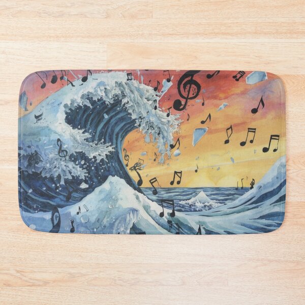 Item preview, Musical Ocean Wave Art – Abstract Music Notes Seascape Comforter & Shower Curtain. designed and sold by fbtrisha.