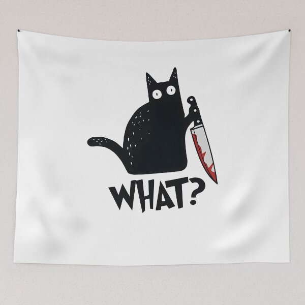 Item preview, Cat What Murderous Black Cat With Knife Funny Shirt designed and sold by KiblyTees.