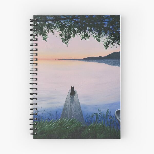 Item preview, Cat on Pier at Peaceful Lake Sunset designed and sold by lanaverera.