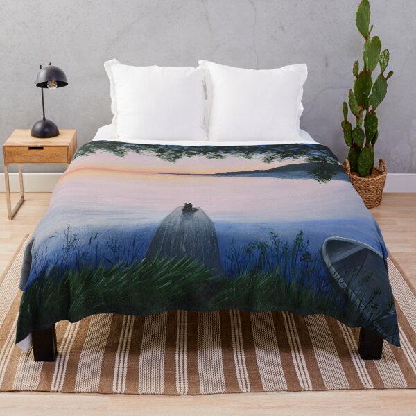 Item preview, Cat on Pier at Peaceful Lake Sunset designed and sold by lanaverera.