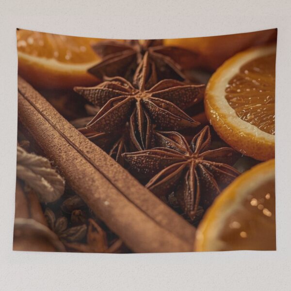Item preview, Cozy Winter Spices with Orange Slices and Cinnamon — Warm Christmas Mulled Wine Macro designed and sold by LYAN-STORE.