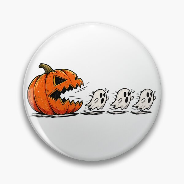 Item preview, Jack O Lantern Chasing Ghosts Funny Pac Man Halloween Art designed and sold by DesignArtist.ia.