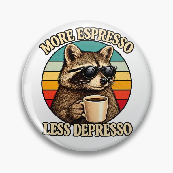 Item preview, More Espresso Less Depresso Funny Raccoon Coffee Retro Vintage designed and sold by RetroOddity.