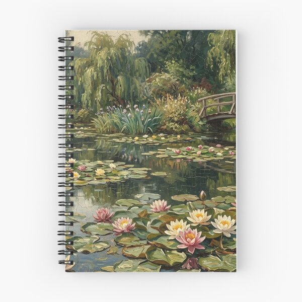 Item preview, Cottage Garden Water Lily Pond & Bridge Oil Painting designed and sold by SOUFIANE1991.
