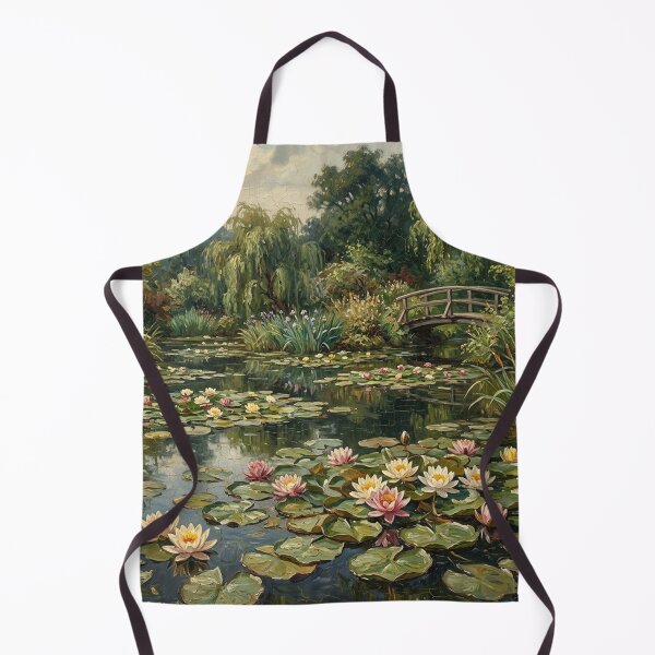 Item preview, Cottage Garden Water Lily Pond & Bridge Oil Painting designed and sold by SOUFIANE1991.