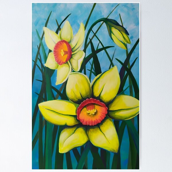 Item preview, Vibrant Yellow Daffodils - Blue Sky designed and sold by lanaverera.