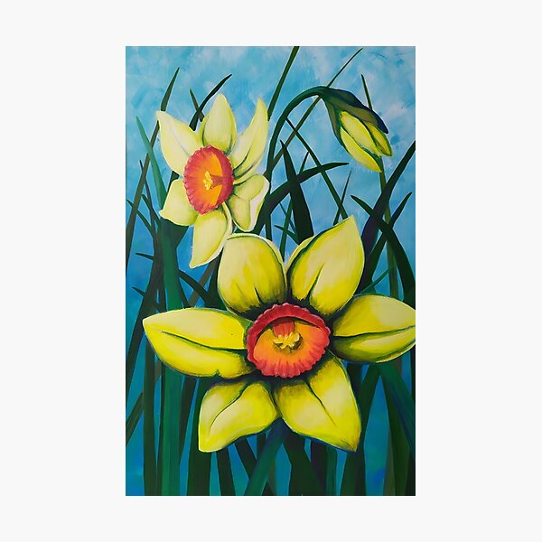 Item preview, Vibrant Yellow Daffodils - Blue Sky designed and sold by lanaverera.