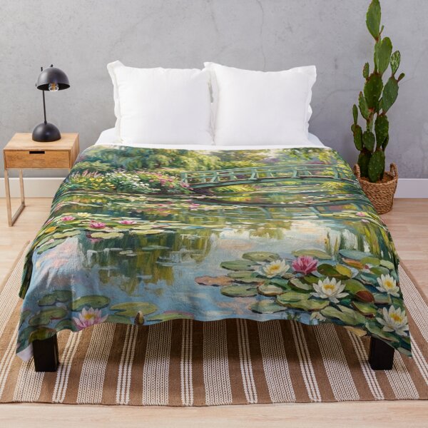 Item preview, Cottage Garden Water Lily Pond & Bridge Oil Painting designed and sold by SOUFIANE1991.