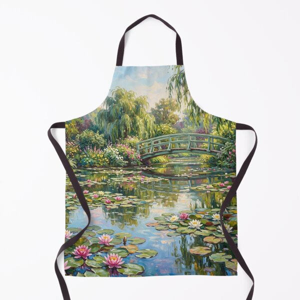 Item preview, Cottage Garden Water Lily Pond & Bridge Oil Painting designed and sold by SOUFIANE1991.