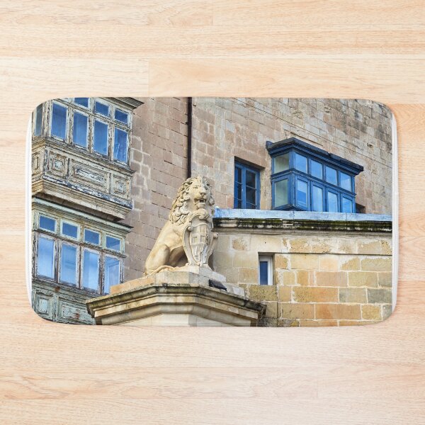 Item preview, De Vilhena Lion Statue and Traditional Maltese Balconies in Valletta, Malta designed and sold by goceris.