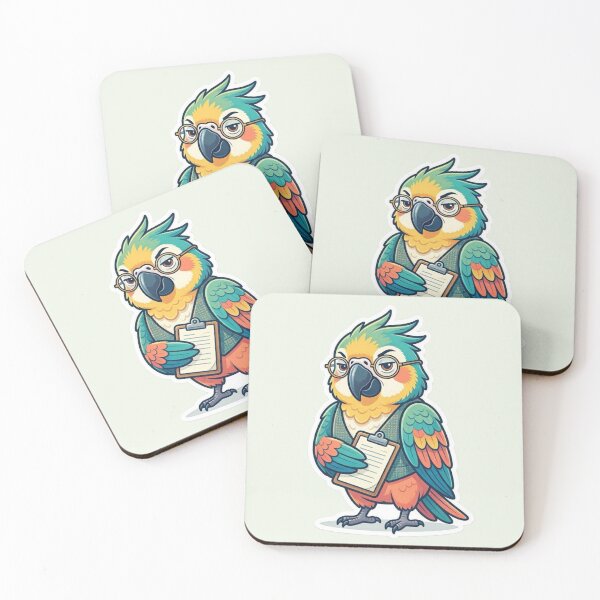 Artikelvorschau, Bunter Papagei mit Brille und Klemmbrett – süßer Vogel entworfen und verkauft von Safe Haven Pets.