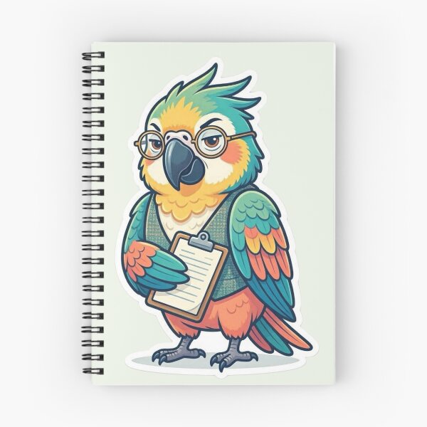 Item preview, Colorful Parrot with Glasses Holding Clipboard Cute Bird designed and sold by Safe Haven Pets.