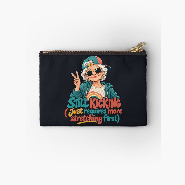 Item preview, Still Kicking Just Requires More Stretching First – Old Age Humor designed and sold by PunchDrop.