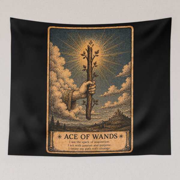 Item preview, Ace of Wands Tarot Card - Creativity & New Beginnings Illustration designed and sold by ArcanaAbsolute.