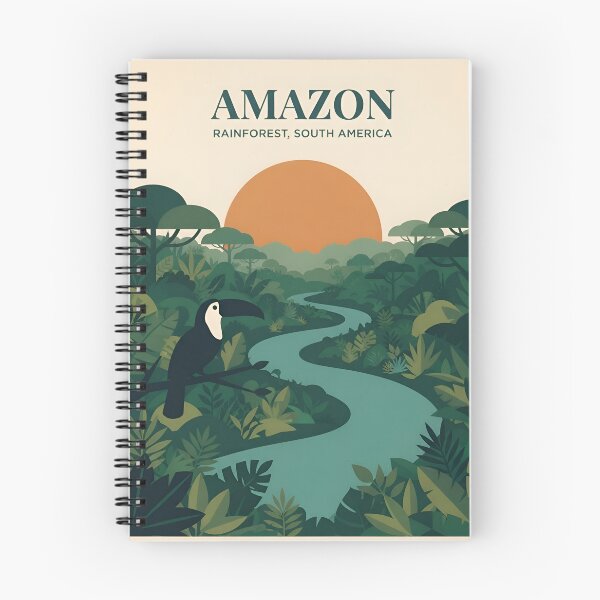 Item preview, Amazon Rainforest Vintage Travel Poster - Minimalist Jungle Art Print designed and sold by DuckOddity.