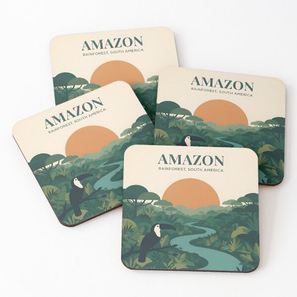 Item preview, Amazon Rainforest Vintage Travel Poster - Minimalist Jungle Art Print designed and sold by DuckOddity.