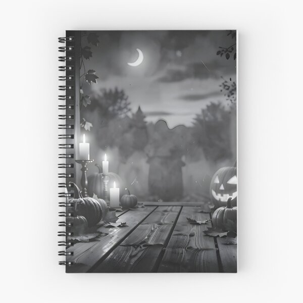 Item preview, Black And White Spooky Halloween Pumpkins On Porch With Candles designed and sold by Daniela`s shop.