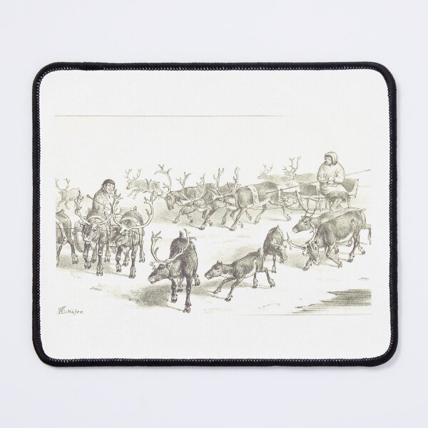 Item preview, Vintage Sami Reindeer Sledge Drawing Illustration designed and sold by Antique Science Press.