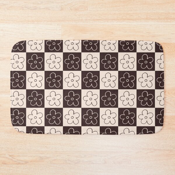 Item preview, Retro Brown Floral Checkerboard Pattern designed and sold by jianina-alondra.
